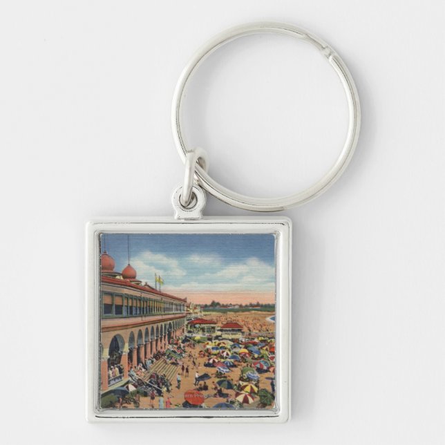 Crowds on the Beach in Front of Casino Key Ring (Front)
