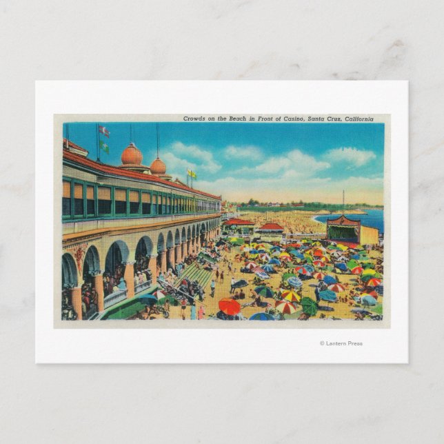 Crowds on the Beach in front of the Casino Postcard (Front)
