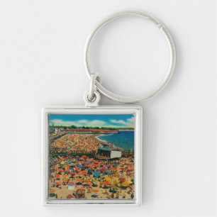 Crowds on the Beach, Santa CruzSanta Cruz, CA Key Ring