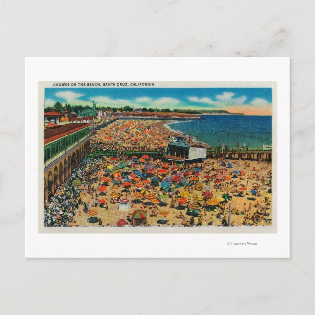 Crowds on the Beach, Santa CruzSanta Cruz, CA Postcard (Front)