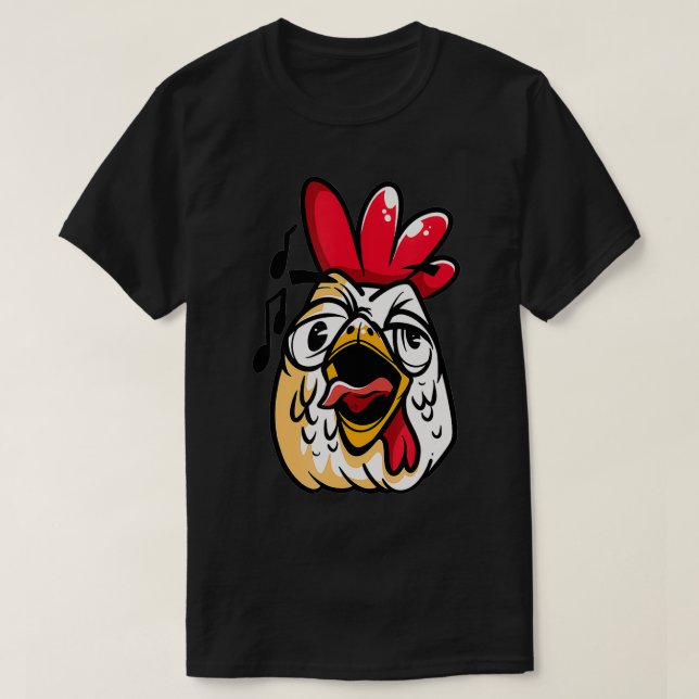 Crowing Rooster Face Chicken Bird Animals  T-Shirt (Design Front)