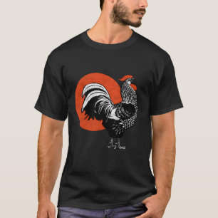 Crowing Rooster Sun Distressed Vintage Graphic T-Shirt