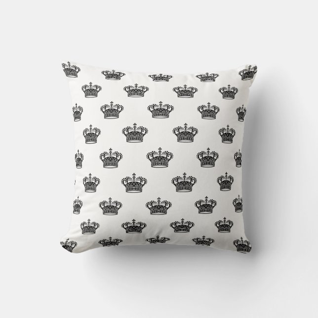 Crown 01 - Black on White Cushion (Front)