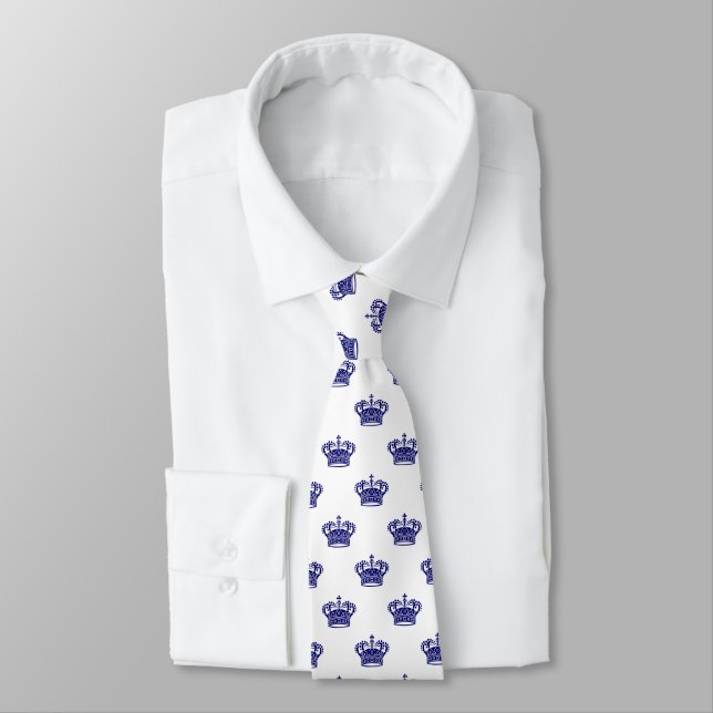 Crown 01 - Deep Navy Blue on White Tie (Tied)