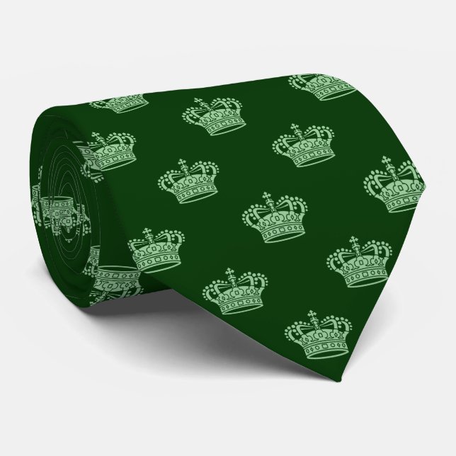 Crown 01 - Faded Green on Dark Forest Green Tie (Rolled)