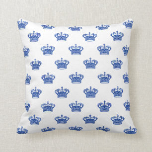 Crown 01 - Navy Blue on White Cushion