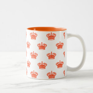Crown 01 - Orange on White Two-Tone Coffee Mug