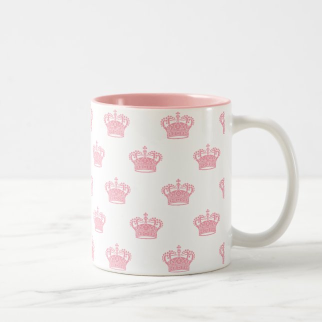 Crown 01 - Pink on White Two-Tone Coffee Mug (Right)