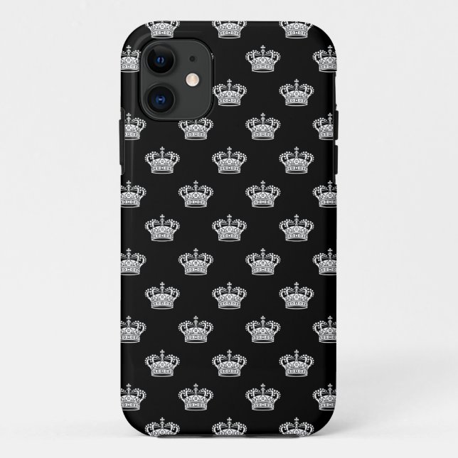 Crown 01 - White on Black Case-Mate iPhone Case (Back)