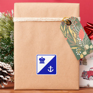 Crown And Anchor Blue White Square Sticker