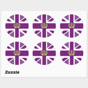 Crown and British Union Jack Flag Classic Round S Classic Round Sticker