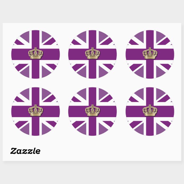  Crown and British Union Jack Flag Classic Round S Classic Round Sticker (Sheet)