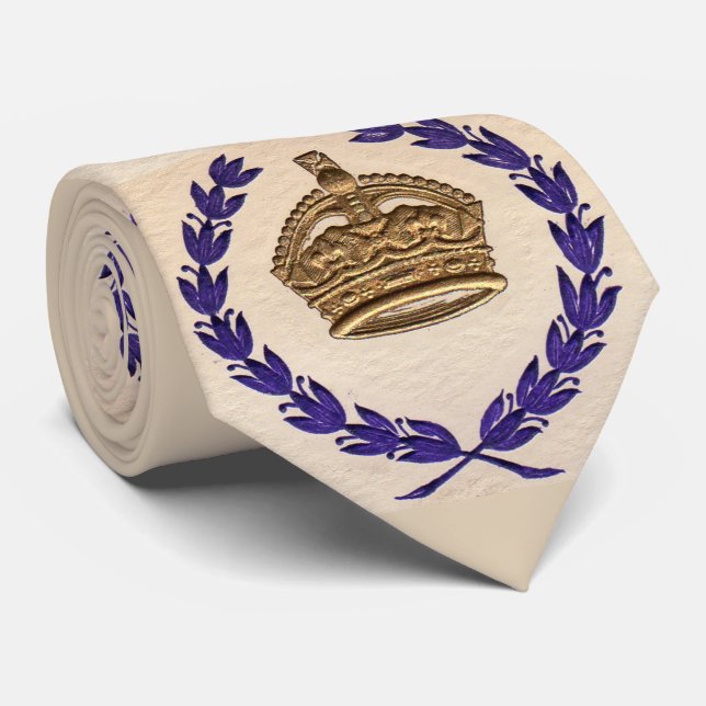 crown and garland print tie (Rolled)