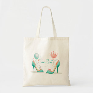 Crown and High Heels – Glamorous Pink & Mint Theme Tote Bag