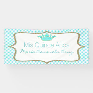 Crown and Polka Dot Quinceanera Banner