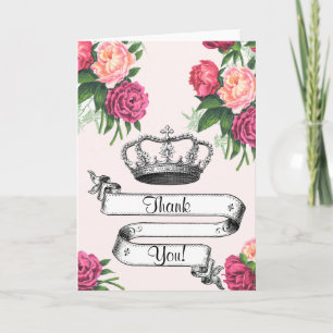 Crown and Roses Princess Thank You Card