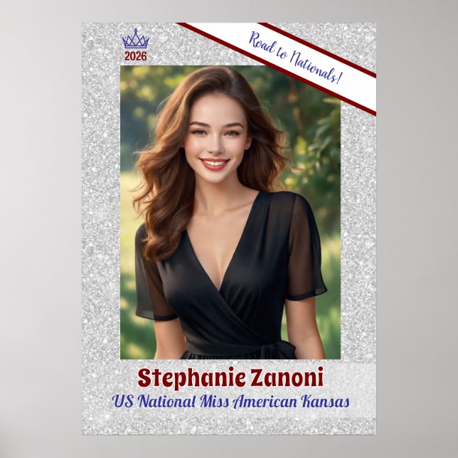 Crown and Sash Pageant Door Banner Poster (Front)