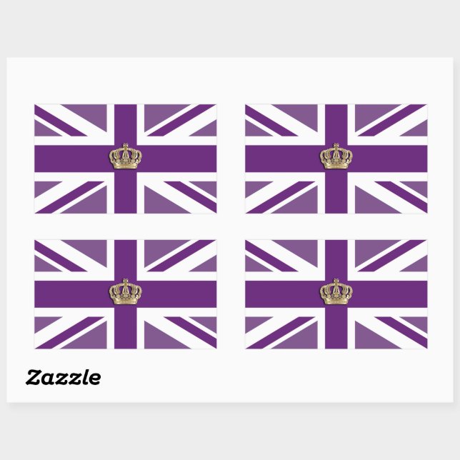 Crown and Union Jack Flag  Rectangular Sticker (Sheet)