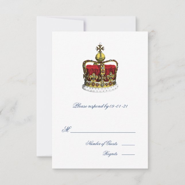 Crown and Union Jack Flag Wedding RSVP (Front)