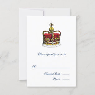 Crown and Union Jack Flag Wedding RSVP Card