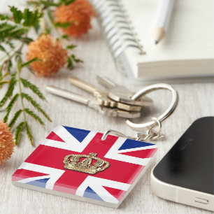 Crown and Union Jack Patriotic Key Ring