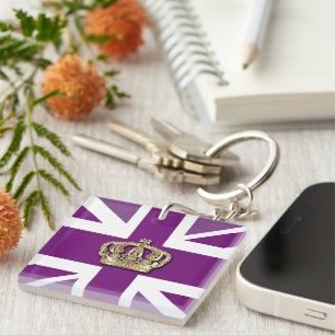 Crown and Union Jack Patriotic Key Ring