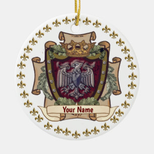 Crown Banner  Eagle Surname Ceramic Tree Decoration