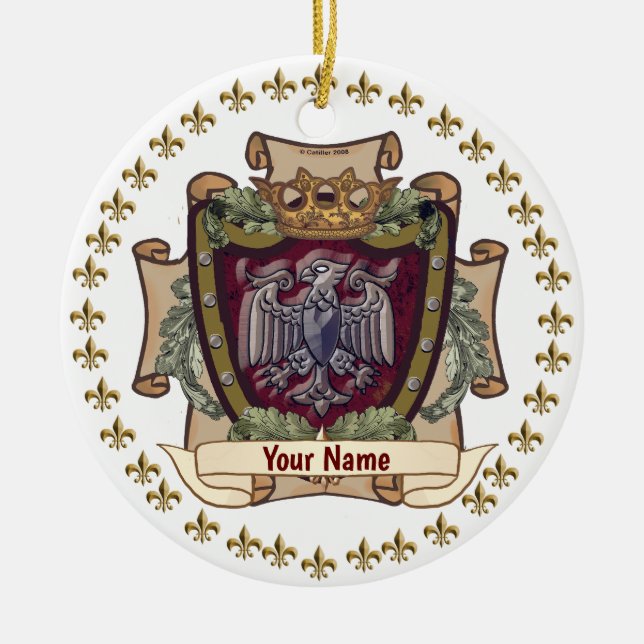 Crown Banner  Eagle Surname Ceramic Tree Decoration (Front)