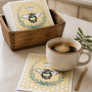 Crown Bee   Honey Polka Dot Paper Napkins