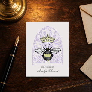 Crown Bee (Purple)   Personalised Note Cards