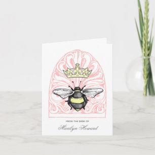 Crown Bee (Red) Personalised Note Cards