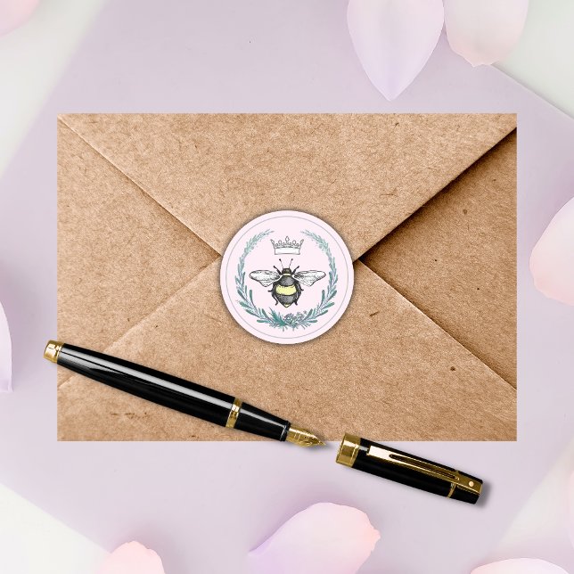 Crown Bee Round Sticker (Creator Uploaded)