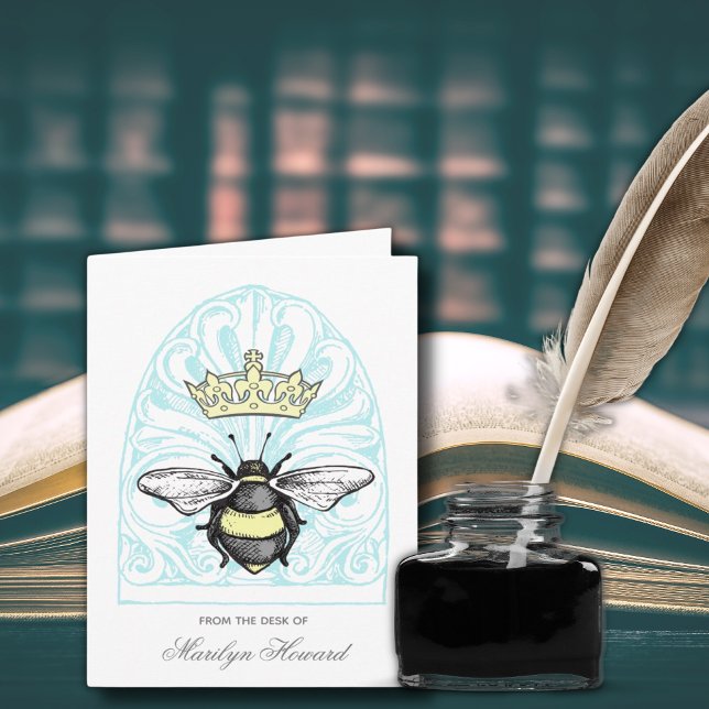Crown Bee (Teal) | Personalised Note Cards (Creator Uploaded)