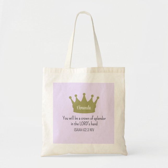 Crown Bible Verse Christian Faith Light Purple Tote Bag (Front)