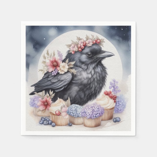 Crown Birthday Party Celebration Cupcakes Flowers Napkin (Front)