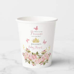 Crown   Butterflies Floral Princess Baby Shower Paper Cups