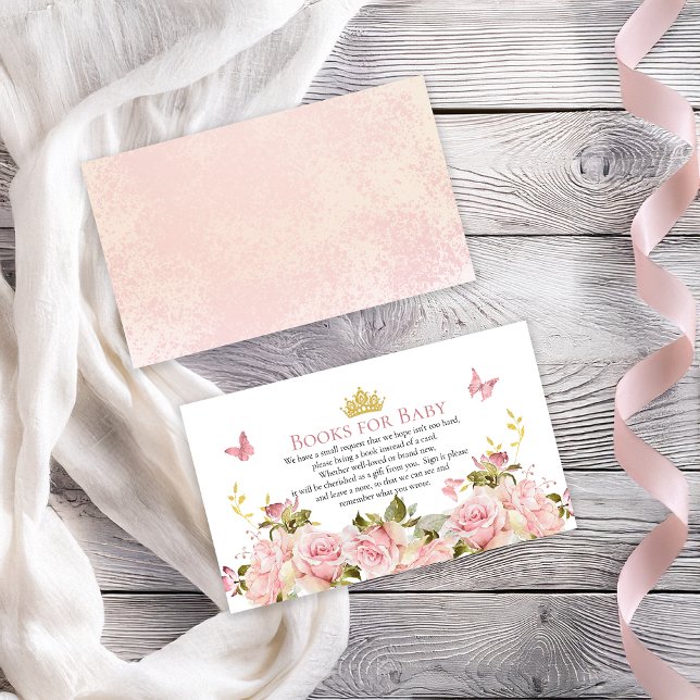 Crown Butterflies Floral Shower Books for Baby Enclosure Card (Crown Butterflies Floral Shower Books for Baby Enclosure Card)