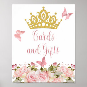 Crown Butterflies Pink Floral Cards and Gifts Sign