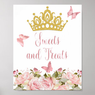 Crown Butterflies Pink Floral Sweets & Treats Poster