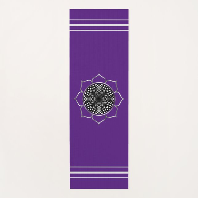 Crown Chakra Mandala & Lotus on Royal Purple Yoga Mat (Front)