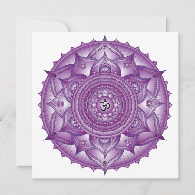 Crown Chakra Purple Mandala Square Note Card (Front)