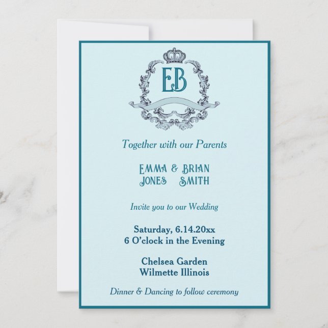 Crown Crest Initial Invitation (Front)