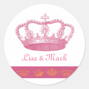 Crown Designs - Pink Classic Round Sticker