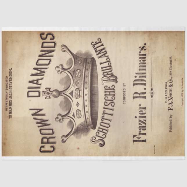 Crown Diamonds Decoupage Paper (Front)