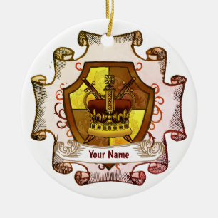 Crown Family Crest Surname Ceramic Tree Decoration