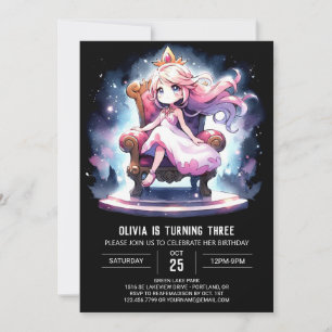 Crown Fantasy Princess Birthday Invitation
