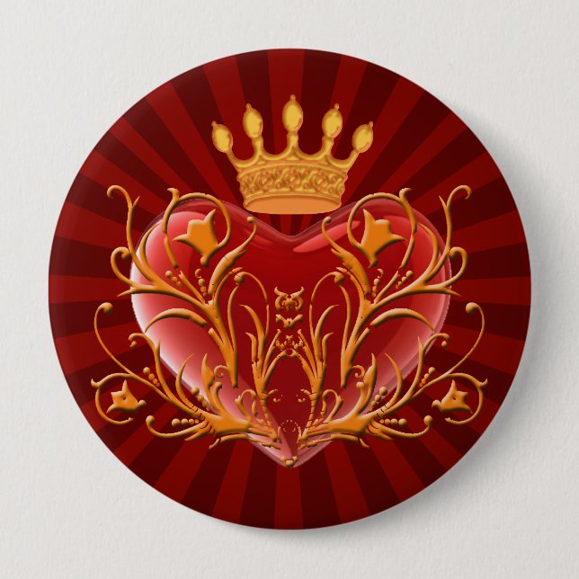 Crown Filigree Heart Button (Front)