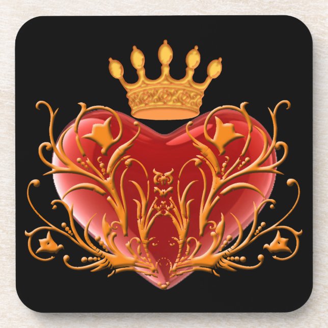 Crown Filigree Heart Coasters (Front)