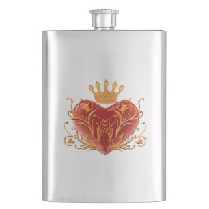 Crown Filigree Heart Flask