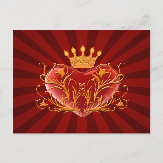 Crown Filigree Heart Post Card (Front)